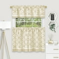 thumbnail image 2 of PowerSellerUSA 3 Pieces Two Tone Design Tier Panels and Valance Set for Windows, 58x24 inch Rod Pocket Light Filtering Short Curtain Panels with Valance for Kitchen, Farmhouse, Bedroom, Beige, 2 of 3