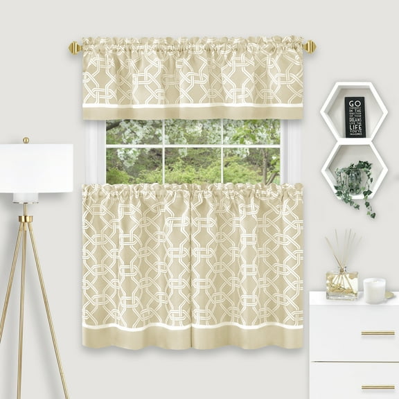Achim Arlington Curtain Tier and Valance Set - 58x36/58x13 - Tan