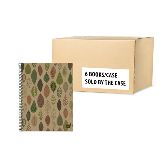 Miquel Rius Pack of 5 M Recycled 4 Subject Notebooks, Lined 11" x 8.5", 120 Sheets Heavyweight Paper, Subjects Separated by color, 3 Hole Punched, Micro-Perforated, Ecoleaves Design