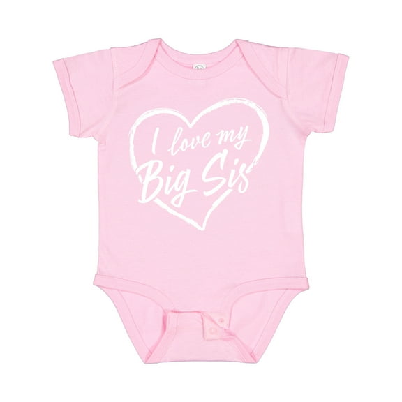 Inktastic I Love My Big Sis in White Chalk Heart Boys or Girls Baby Bodysuit