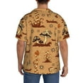 thumbnail image 5 of Naloa Brown Mushrooms Men's Loose Fit Cuban Collar Short-Sleeve Shirt with Button-down and Chest Pocket for Everyday Wear Outings - X-Large, 5 of 7