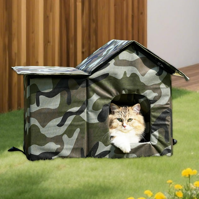 Caseta para gatos callejeros de exterior, resistente a intemperie, aislante, versátil, impermeable, refugio para gatos callejeros de invierno, de