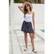 thumbnail image 5 of Faldas SimpleFun de verano de chifón con volantes y estampado floral, color azul marino, talla L, 5 of 5