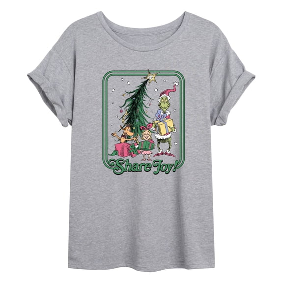 The Grinch - Share Joy - Juniors Oversized Graphic T-Shirt
