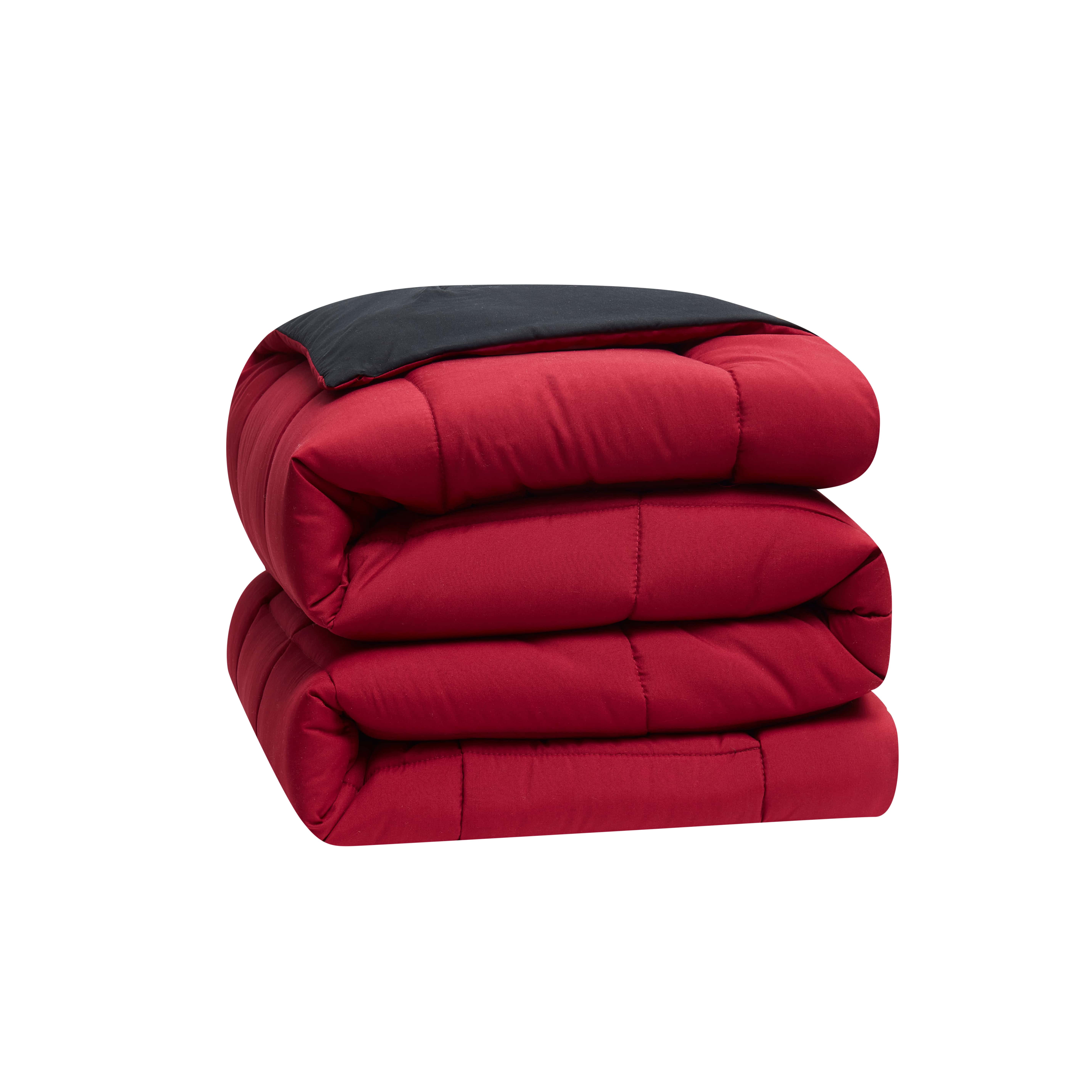 LammaLoe Twin Comforter, Quilted Down Alternative Comforter, All Season Duvet Insert Burgundy/Black