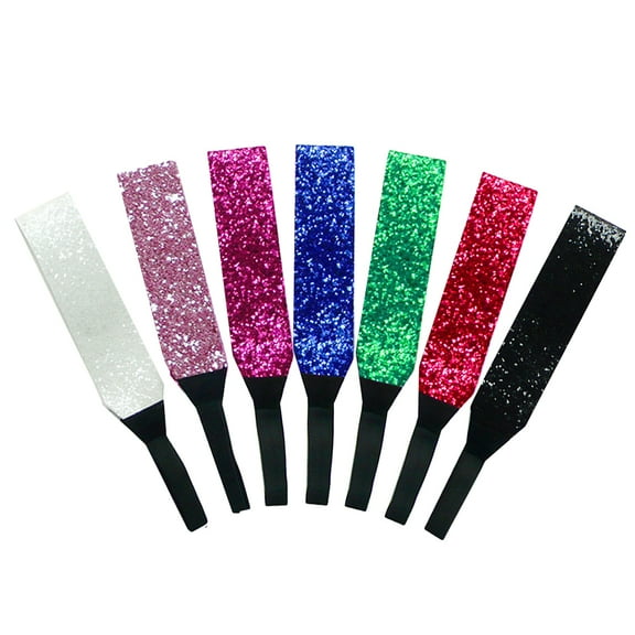 HAMPPLIES 7Pcs Wide Headband for Women Glitter Headband with Assorted Color Cheerleader Accessory