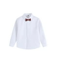 thumbnail image 2 of SGFCWSX Boys Long Sleeve Button-Down Shirt with Plaid Bow Tie, Kids School Uniform Shirts Formal Dressy Top Red Size 7-8 Years, 2 of 7