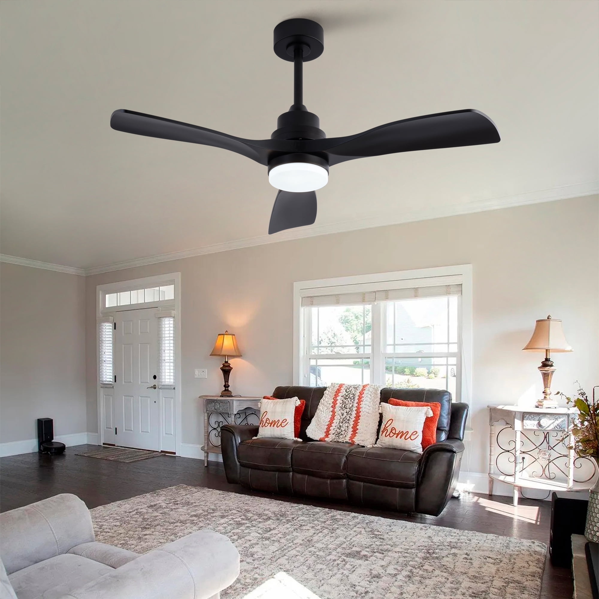 Ceiling Fan with Lights, 42 Inch Remote Control 3 ABS Blades Outdoor Ceiling Fan for Patio Farmhouse Bedroom, Black