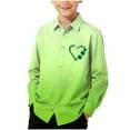 thumbnail image 3 of UVEASISHA St. Patrick's Day Shirts for Boys Long Sleeve Button Down Shirt Irish Lucky Shamrock Heart Printed Party Shirts Green 140, 3 of 8