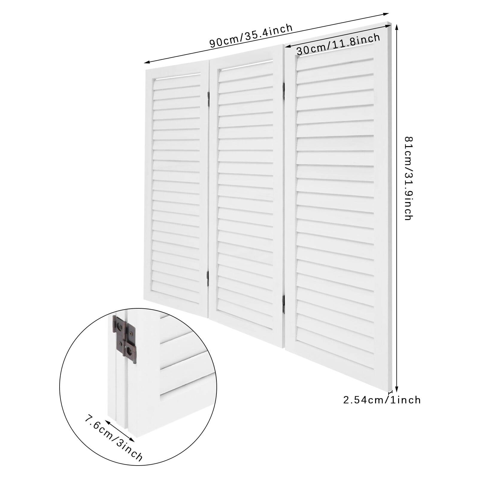 35.4*1*31.9 Modern 3 Panel Room Divider Screen Freestanding Folding Room Divider White for Dressing Room