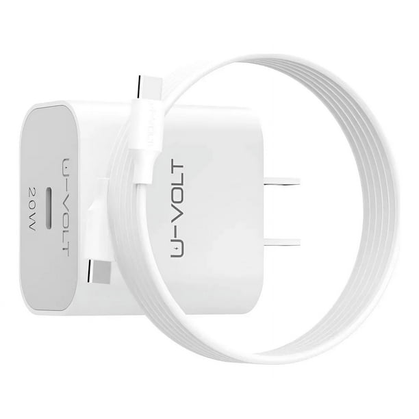 Cargador Pd 20w Tipo C Carga Rápida U-volt + Cable C A C Color Blanco Vgr005