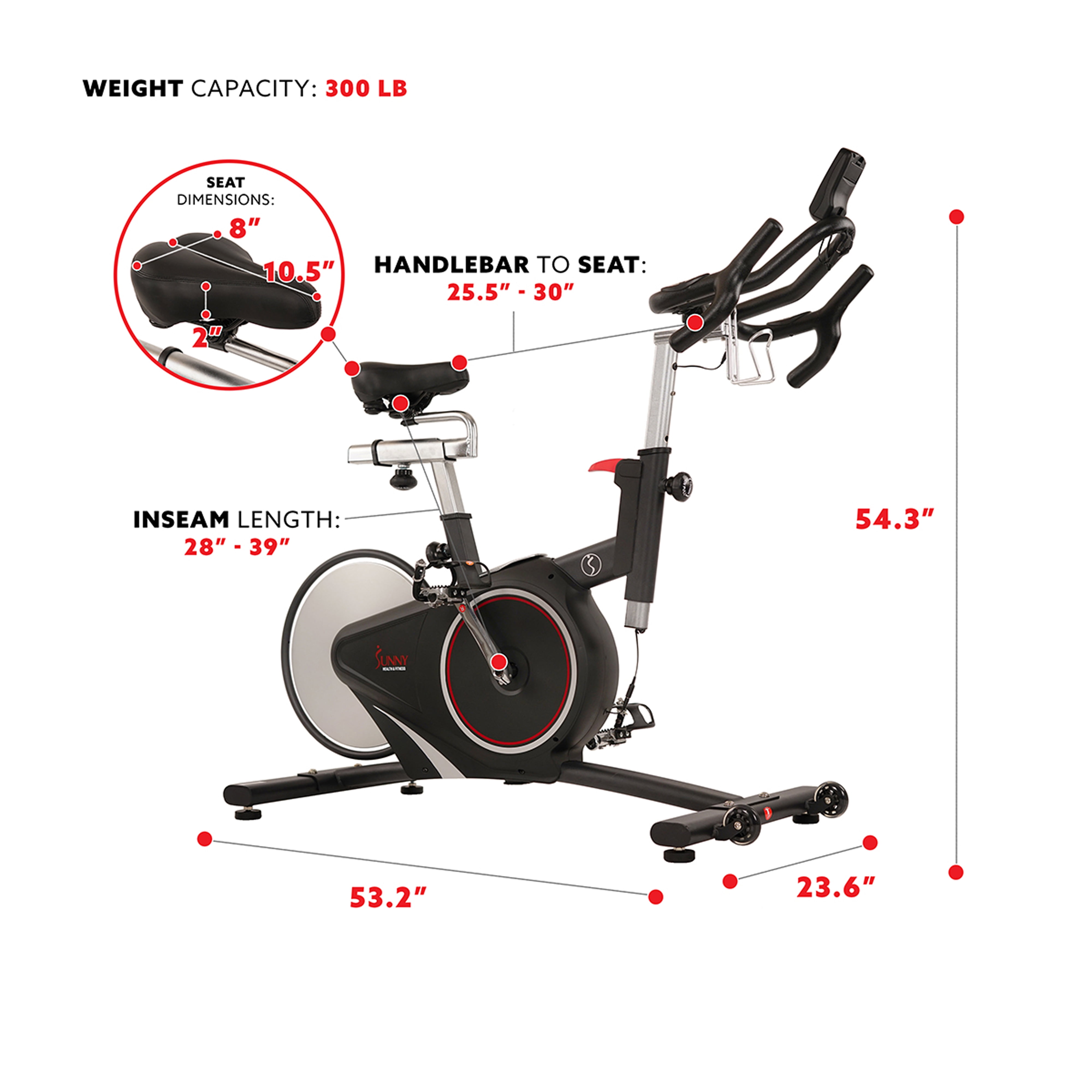 Sunny Health Fitness Magnetic Indoor Cycling Exercise Bike Belt