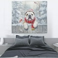 thumbnail image 3 of Playful Bulldog Welcomes Winter Snowy Day with Cardinal Bird Tapestry Dog Lover Gifts Idea Wall Hanging Backdrop Home Decor - 2017, 3 of 5
