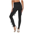 thumbnail image 2 of Doomiva Women's Fringe Latin Dance Pants Professional Dance Trousers Ballroom Practice Dancewear Black XXL, 2 of 5
