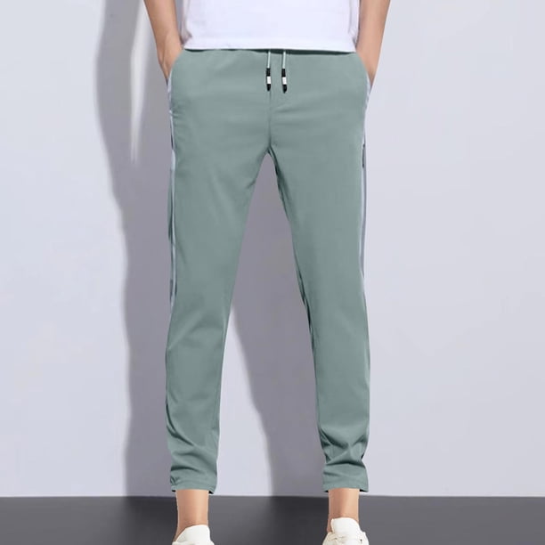 Pantalones largos para hombre, con cordón, cintura elástica, holgados, deportivos, casuales, de poliéster