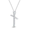 thumbnail image 2 of AFFY Round Cut White Natural Diamond Cross Pendant Necklace In 14k White Gold, 2 of 6