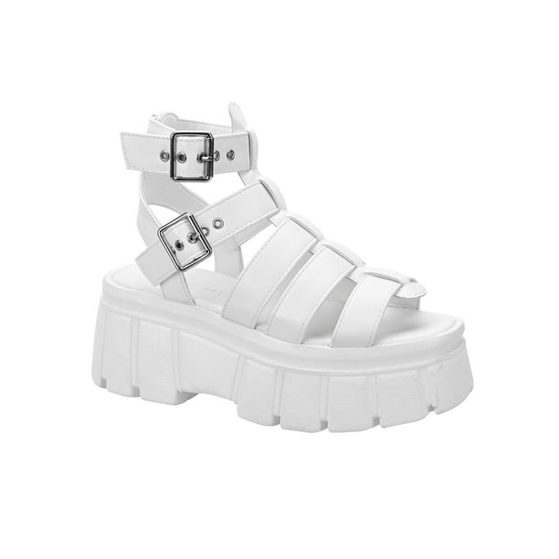 READYSALTED Women's Chunky Goth Platform Sandals Buckle Ankle Strap