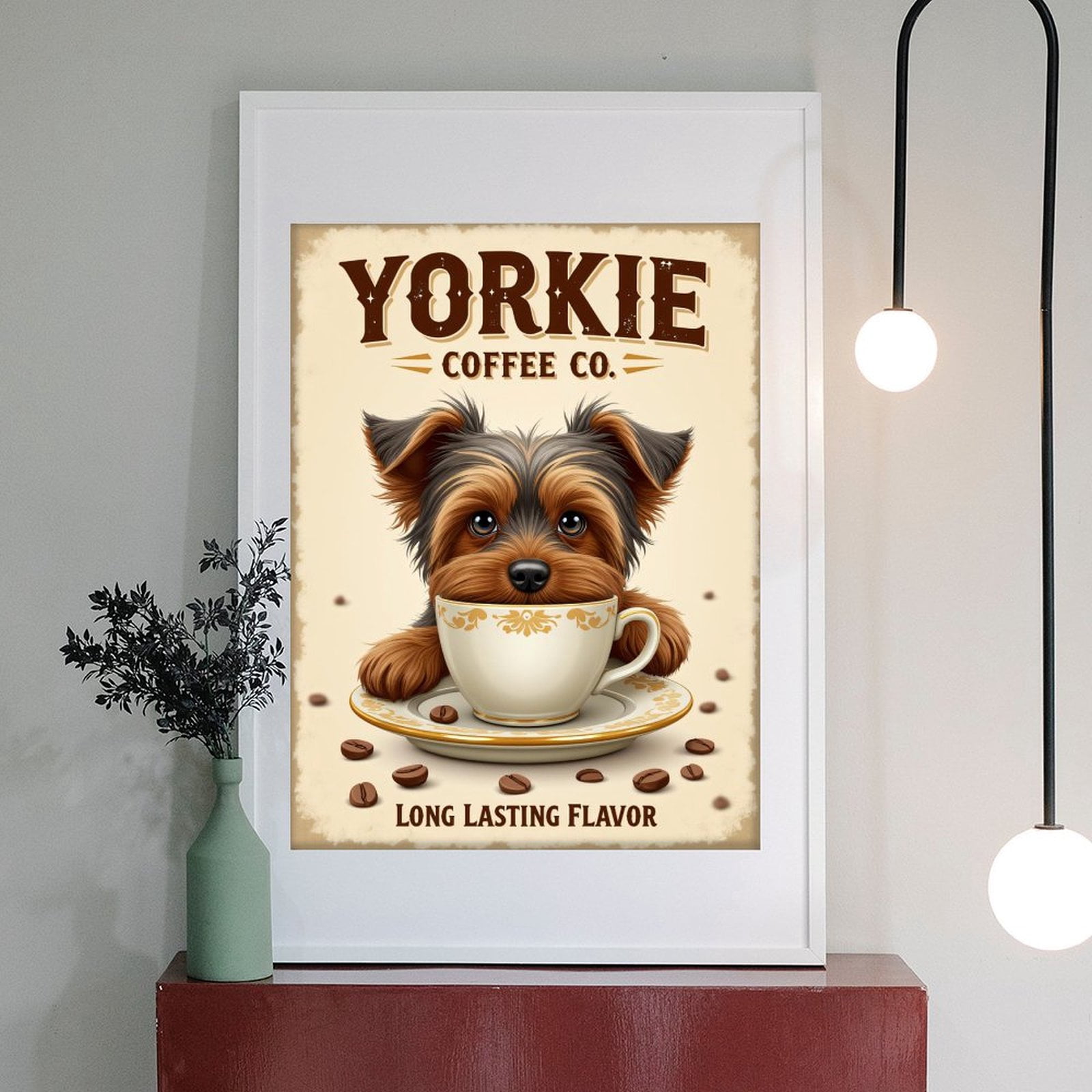 Diamond Art Kit for Adults, Yorkie Coffee Pup Charming Cup Diamond Painting for Adults Beginners, 5D DIY Diamond Art Painting Kits, Colorful Diamond Painting Craft for Home Decor 12x16