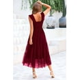 thumbnail image 3 of PRETTYGARDEN Women's Midi Tulle Dress Sleeveless Smocked Square Neck Ruffle Flowy Party Wedding Guest Sundress, 3 of 9