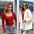 thumbnail image 5 of COMFREE Jumpsuit for Women Sexy U-shaped Collar Basic Solid Bodysuit Long Sleeve Jumpsuits Soft Fashion Tops, 5 of 6