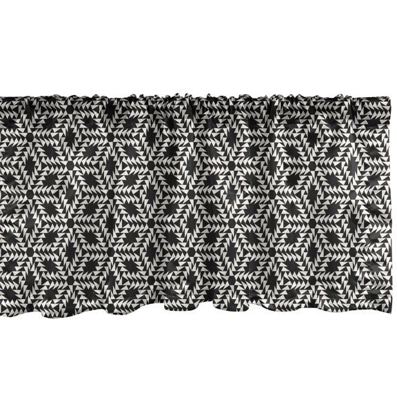 Ambesonne Geometric Valance Pack of 2, Floral Motif Triangles, 54"X18", Charcoal Grey and Eggshell