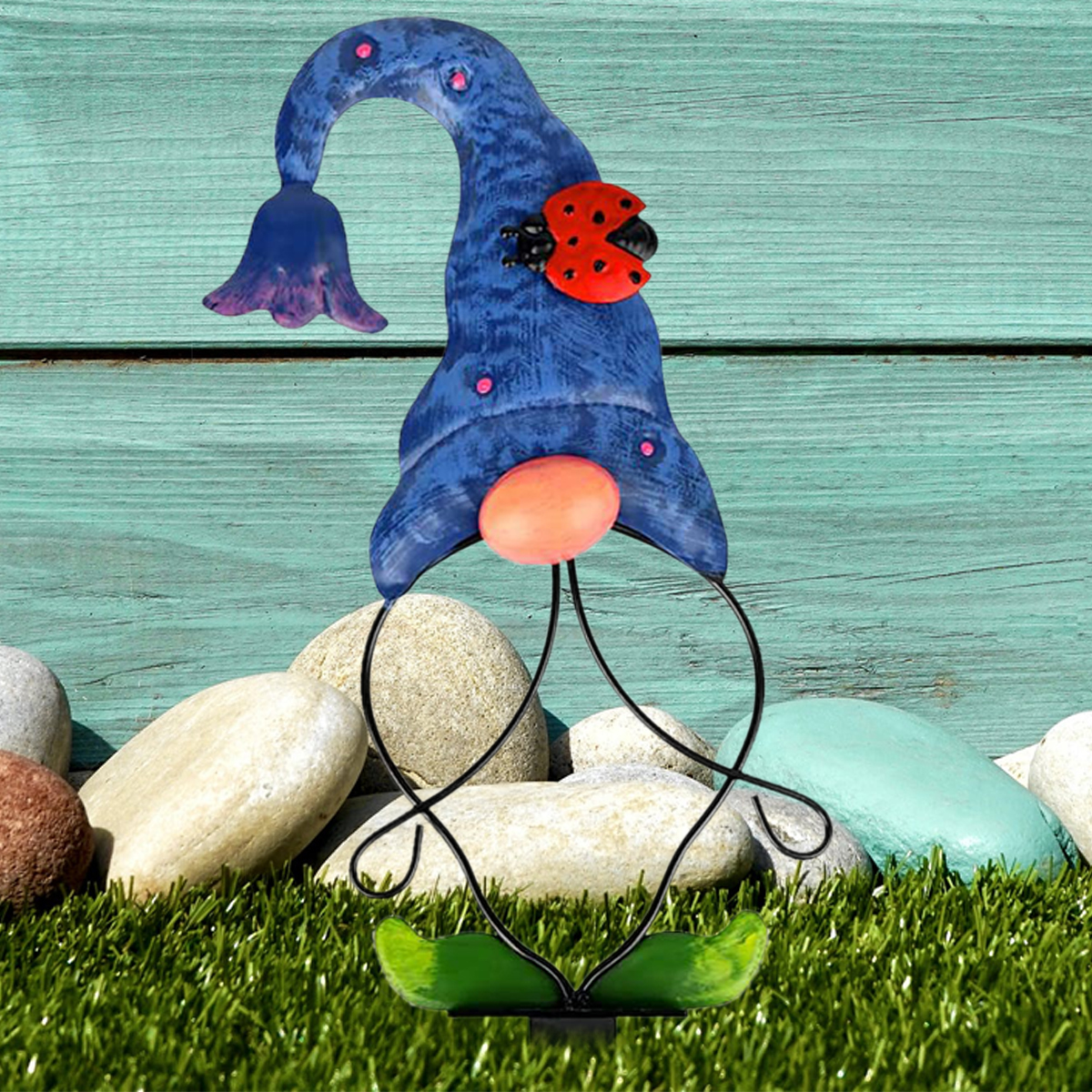 Elf Gnome Garden Stake Decor Metal Art Yard Decoration, Outside Lawn