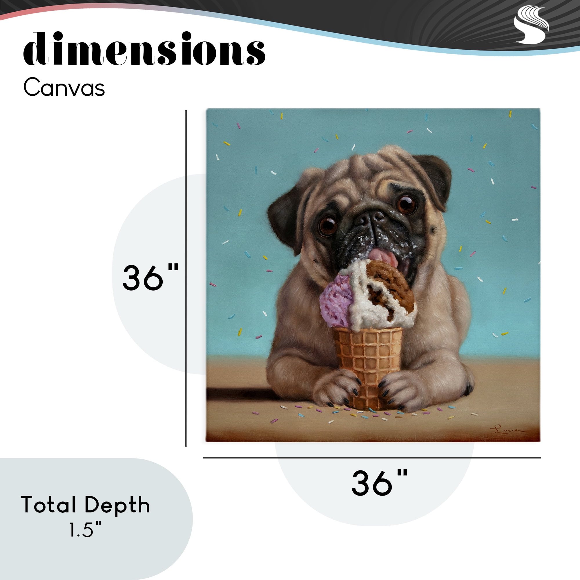 Neapawlitan Ice Cream & Dog Canvas Wall Art, design by Lucia Heffernan