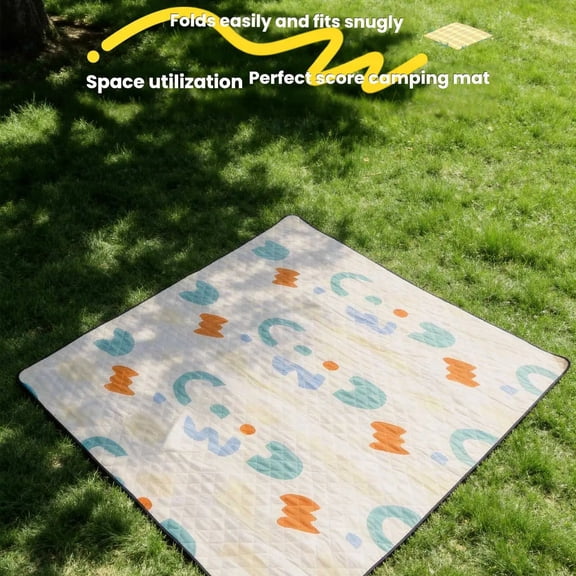 SEISSO 79"x79" Large Picnic Blanket - Water-Resistant Foldable Camping Mat for 6-8 Adults, Portable Outdoor Beach Blanket with Handle for Park, Hiking and Travel