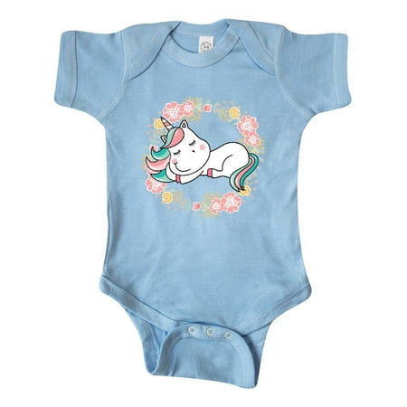 

Inktastic Unicorn Flowered Wreath Gift Baby Girl Bodysuit