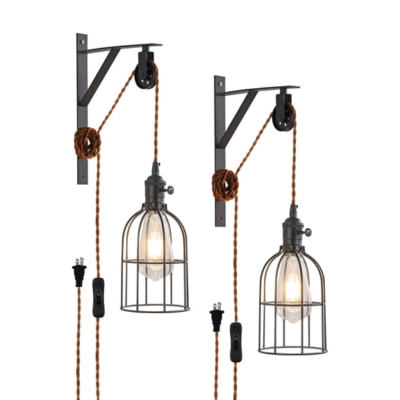 KEESFU Farmhouse 2-Light Plug-in Wall Sconces 2 Count