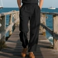 thumbnail image 2 of Maplenight Men's Pants Elastic Waist Drawstring Pants Straight Leg Loose Fitting Casual Trousers with Pockets, 2 of 8