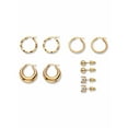 thumbnail image 2 of PalmBeach Jewelry 5-Pair CZ Stud & Hoop Set 4 TCW. Goldtone & Gold Ion Plated Stainless Steel, 2 of 8