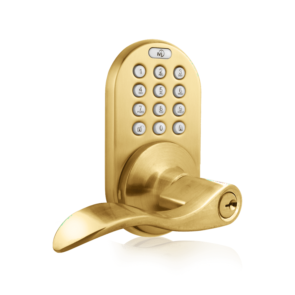 Keyless Entry Lever Handle Door Lock with Electronic Digital Keypad Polish Brass