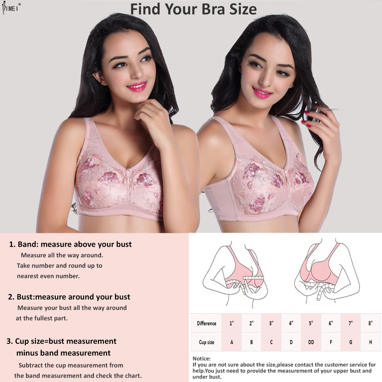 BIMEI Women's Mastectomy Pockets Wireless Post-Surgery Everyday Bra  8599,Pink,38C