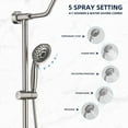 thumbnail image 6 of Shower System with Rain Showerhead, 5-Function Hand Shower, Adjustable Slide Bar and Soap Dish for Bathroom Shower Faucet Set, Brushed Nickel Finish, 6 of 9
