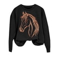 thumbnail image 7 of Long Sleeve Shirts for Women Hemlock Horse Print Sweatshirts for Women Riding Horse Lover Long Sleeve Crew Neck Pullover Tops Casual Loose Shirts Sweatshirt, 7 of 7