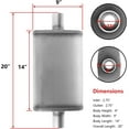 thumbnail image 2 of Floshine Universal Stainless Muffler,2.75 inch center inlet/2.75 inch center outlet,Straight-Through Performance Muffler Exhaust, 2 of 6