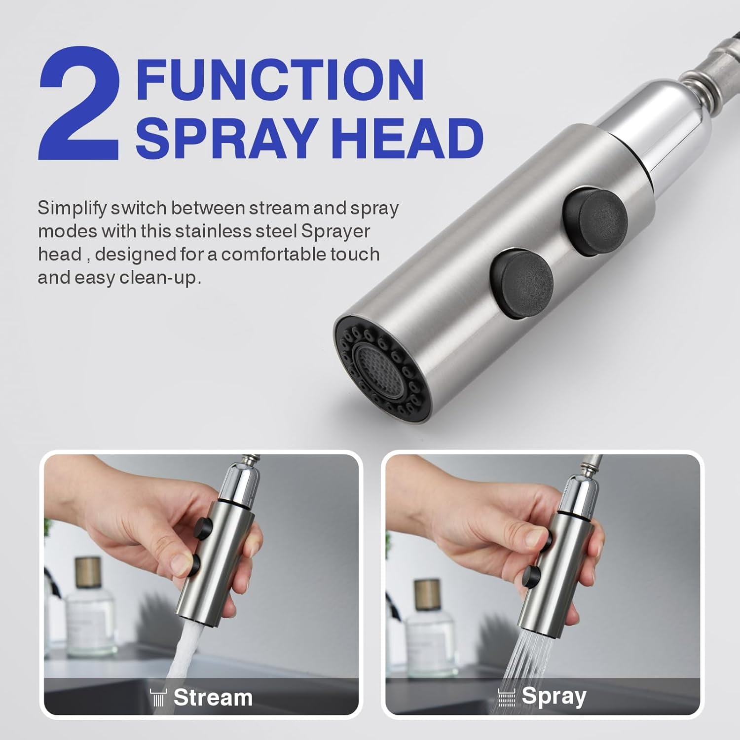 Bathroom Sink Faucet with Pull Down Sprayer, Brushed Nickel Single Handle Pull Out Faucet with Pop-Up Drain, 1 or 3 Hole Laundry Bar Basin Faucet with Deck Plate