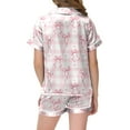 thumbnail image 5 of GUNIA Girls Satin Pajamas Set Bow Pajama Silk Button Down Heart Graphic Short Sleeve Tops Shorts Set Cozy 2 Piece Pjs Loungewear Sleepwear Girls Satin Pajamas Set Pink, 5 of 5