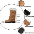 thumbnail image 4 of Women's Leather Slouchy platform Buckle Mid-Calf Boots Comfort Wide Round Toe Slip On lug sole Motorcycle Combat Boots, 4 of 6