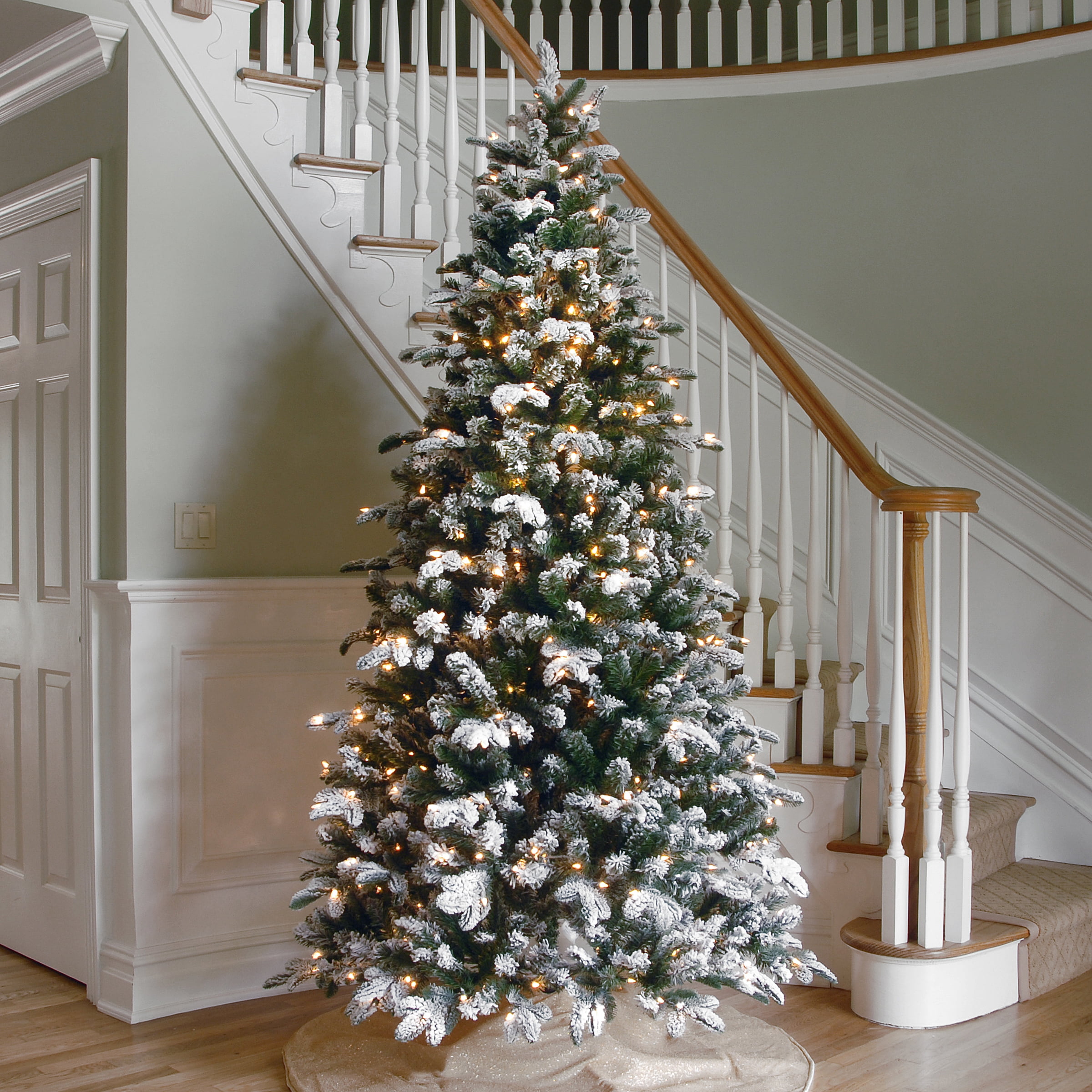 National Tree Company Pre-Lit Feel Real® Artificial Christmas Tree, Everest Fir, Green, Clear Lights, Includes Stand, 7.5 Feet