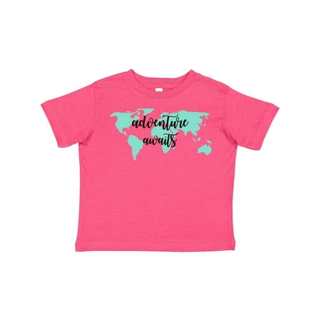 

Inktastic Adventure Awaits Teal World Map Gift Toddler Boy or Toddler Girl T-Shirt