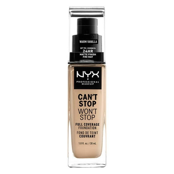 NYX PROFESSIONAL MAKEUP Can't Stop Won't Stop Full Coverage Foundation, Warm Vanilla, 1 Fl Oz