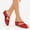 red(height 5cm), variant on Women Square Toe Wedge Mule Sandals Ruched Closed Toe Slip On Block Heel Shoes
