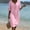Pink women 3/4 sleeve midi dress a1, variant on Women's V Neck 3/4 Sleeve Button Down Flowy Midi Dresses Casual Beach Summer Sundresses with Pockets, Yellow S