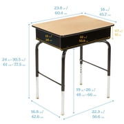ECR4Kids Open Front Desk with Metal Storage Book Box, Adjustable, Classroom Furniture, Maple/Black