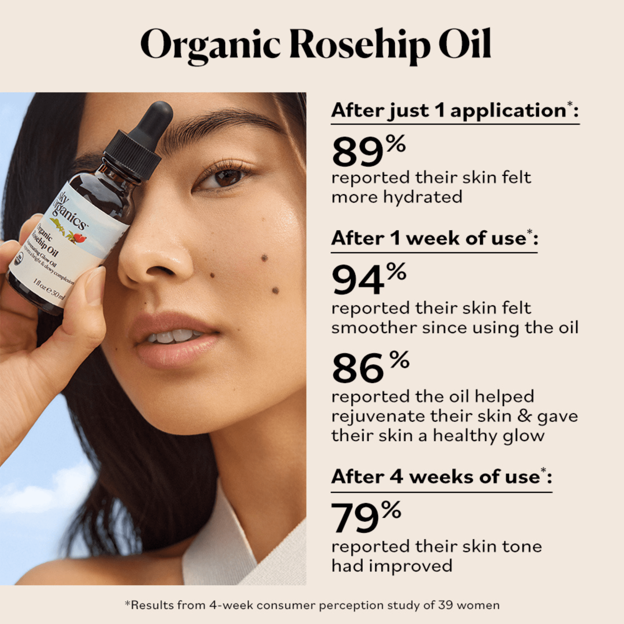 Sky Organics Organic Rosehip Oil, Rejuvenates and Brightens Face, 1 fl oz