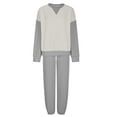 thumbnail image 5 of qolati Lounge Sets for Women Fall 2024 Matching Sets 2 Piece Outfit Long Sleeve Color Block Sweatshirts and Drawstring Jogger Pants Sets Tracksuits Gray M 6, 5 of 7