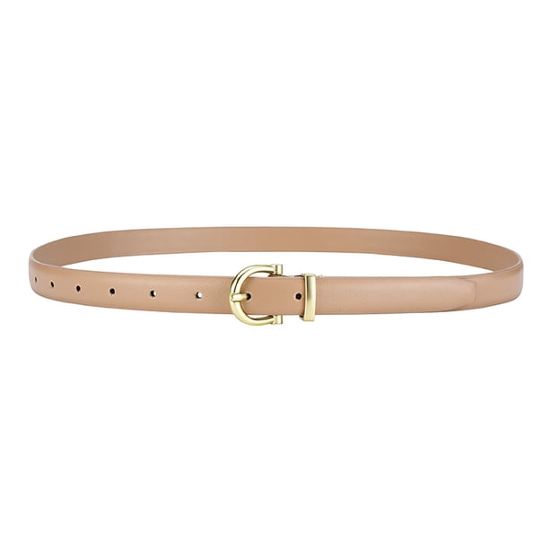 Cinturón de mujer de moda para jeans, combinable con todo, cinturón de cuero genuino decorativo fino para mujer, negro simple