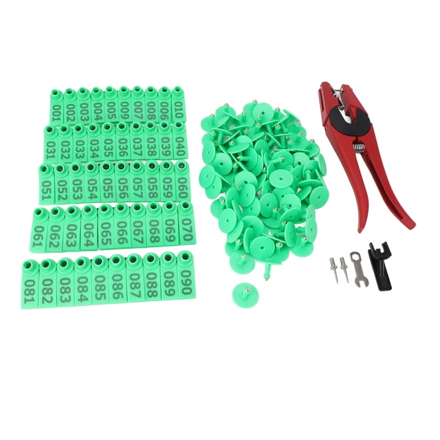 Sheep Ear Tag, Plastic Livestock Ear Tags Goat with Punch Applicator Plier Tools Ear Tag Pins, Ear Tags Remove Plier for Goat Animal Cattle Sheep Dog